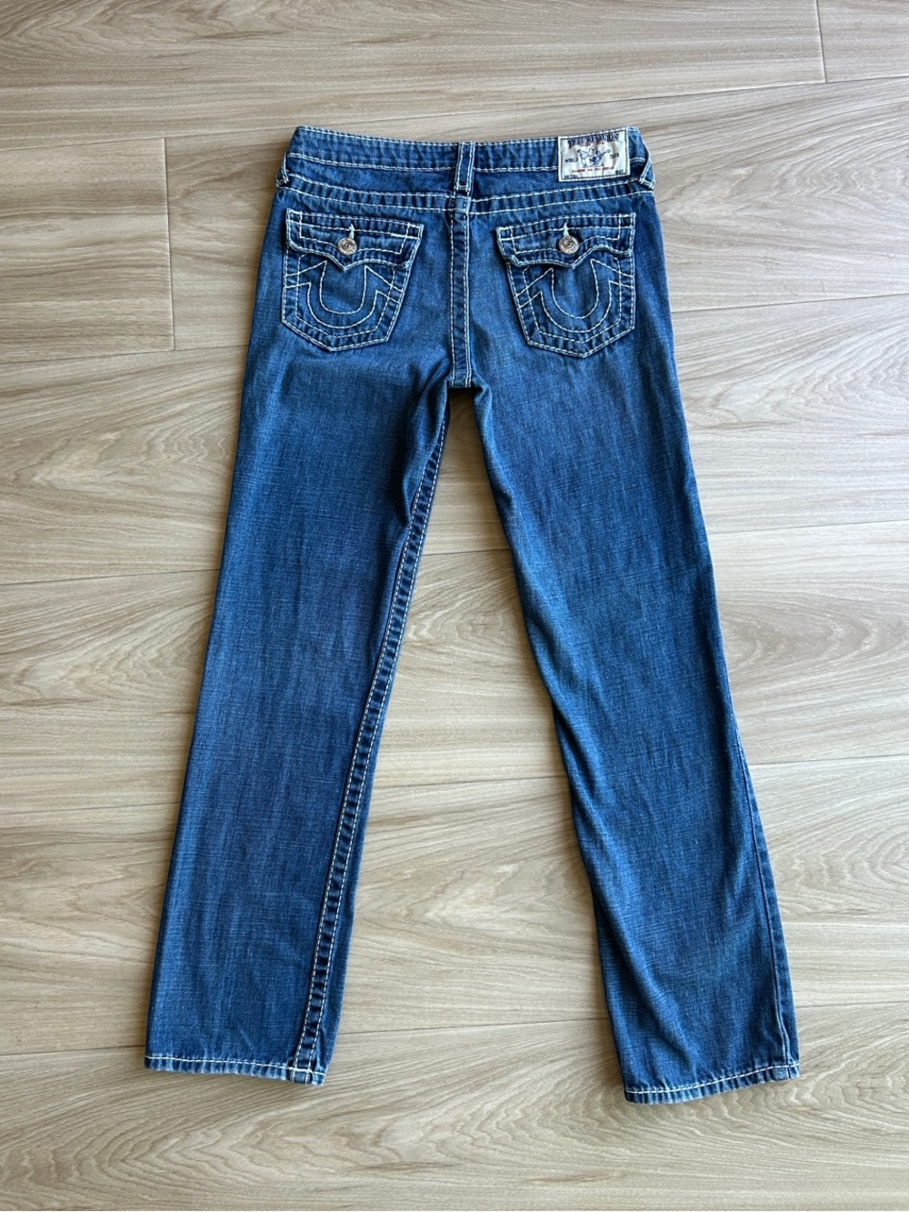 True Religion Sz 16 Big T Straight Leg Dark Blue Denim Jeans rn#112790 704560